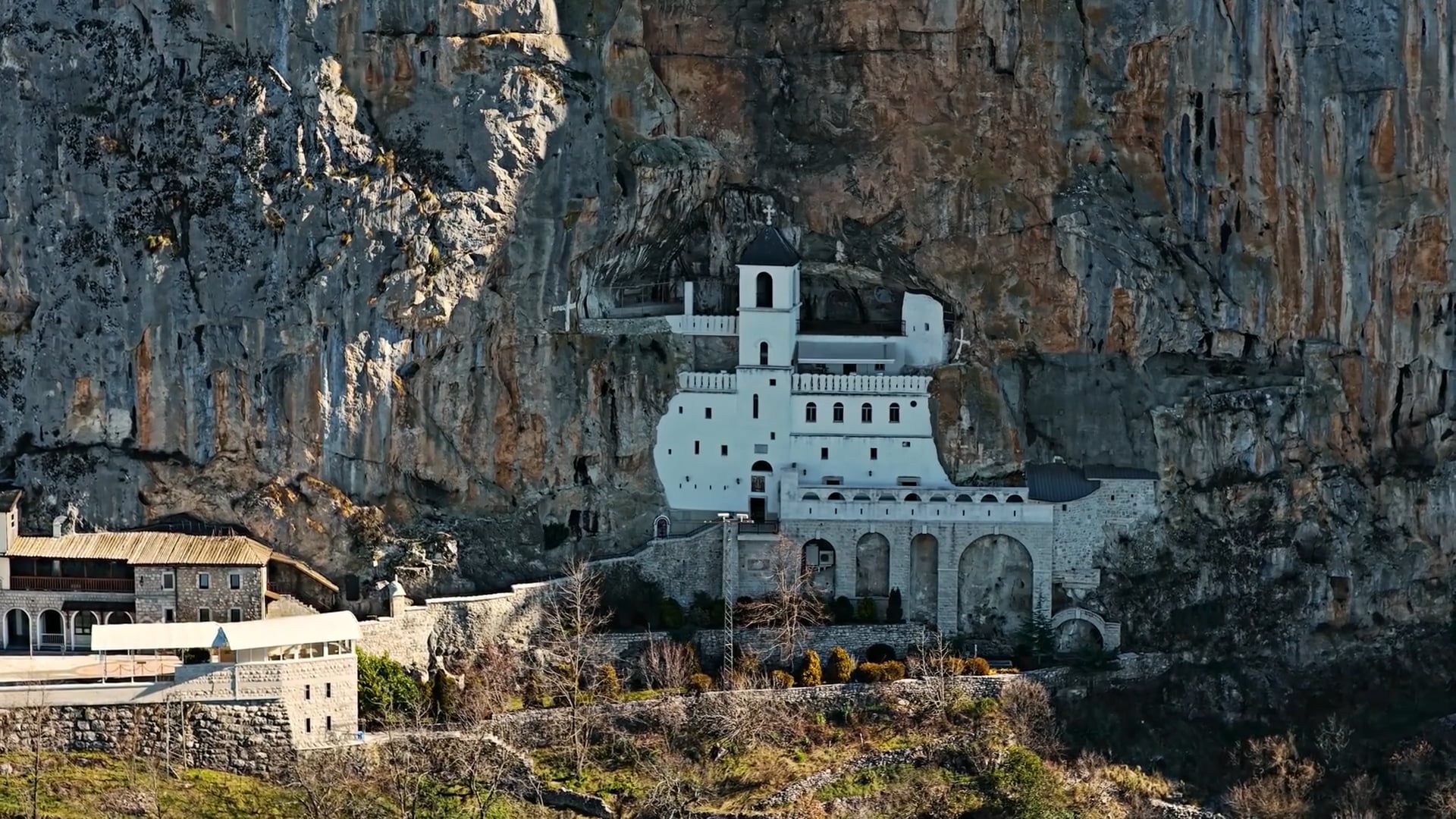 Ostrog Monastery, Montenegro: Drone tour of cliffside sanctuary