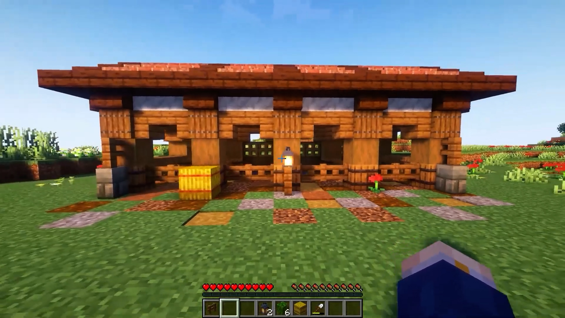Rustic horse stable build for Minecraft