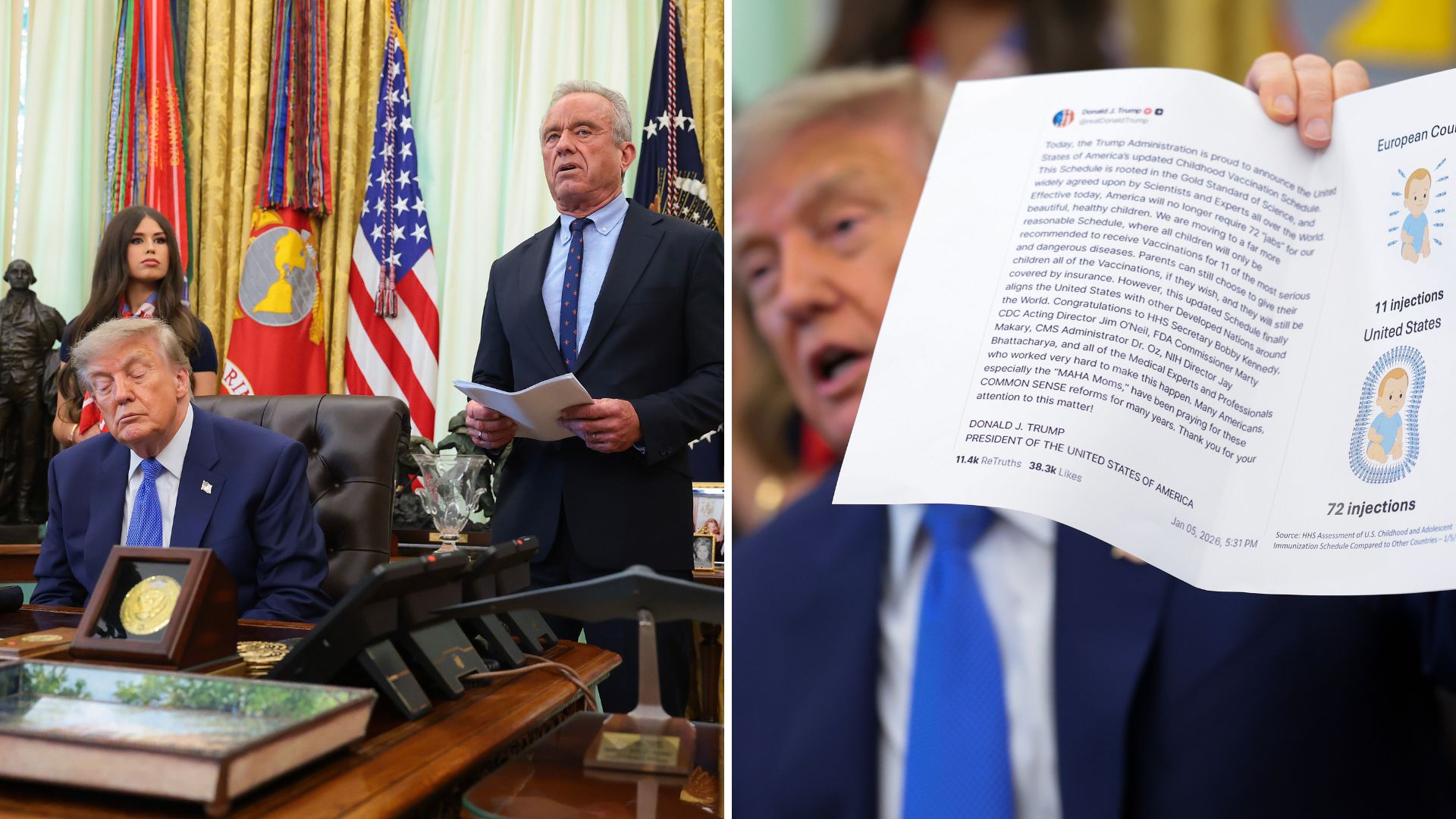 Trump signs vaccine order after repeating false claims about autism link