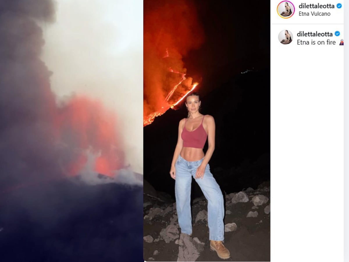 Etna in eruzione, aeroporto di Catania chiuso fino a domani. E Diletta Leotta finisce nella bufera per la foto “troppo vicina” alla colata