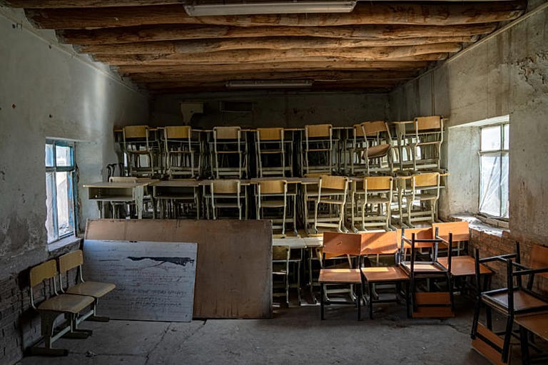A classroom that previously was used for girls sits empty in Kabul, 22 December, 2022 AP