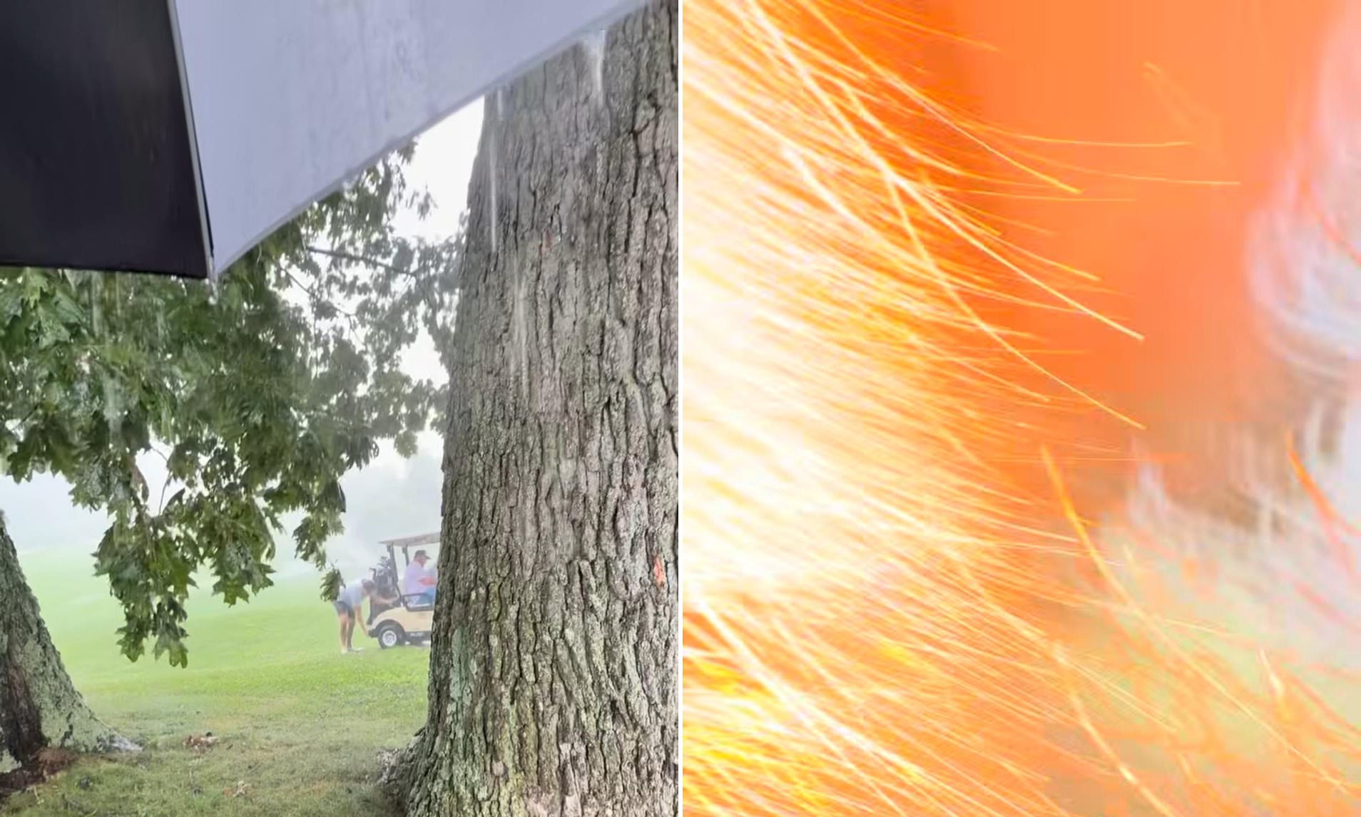 Golfer inadvertently films himself being struck by lightning on course during storm