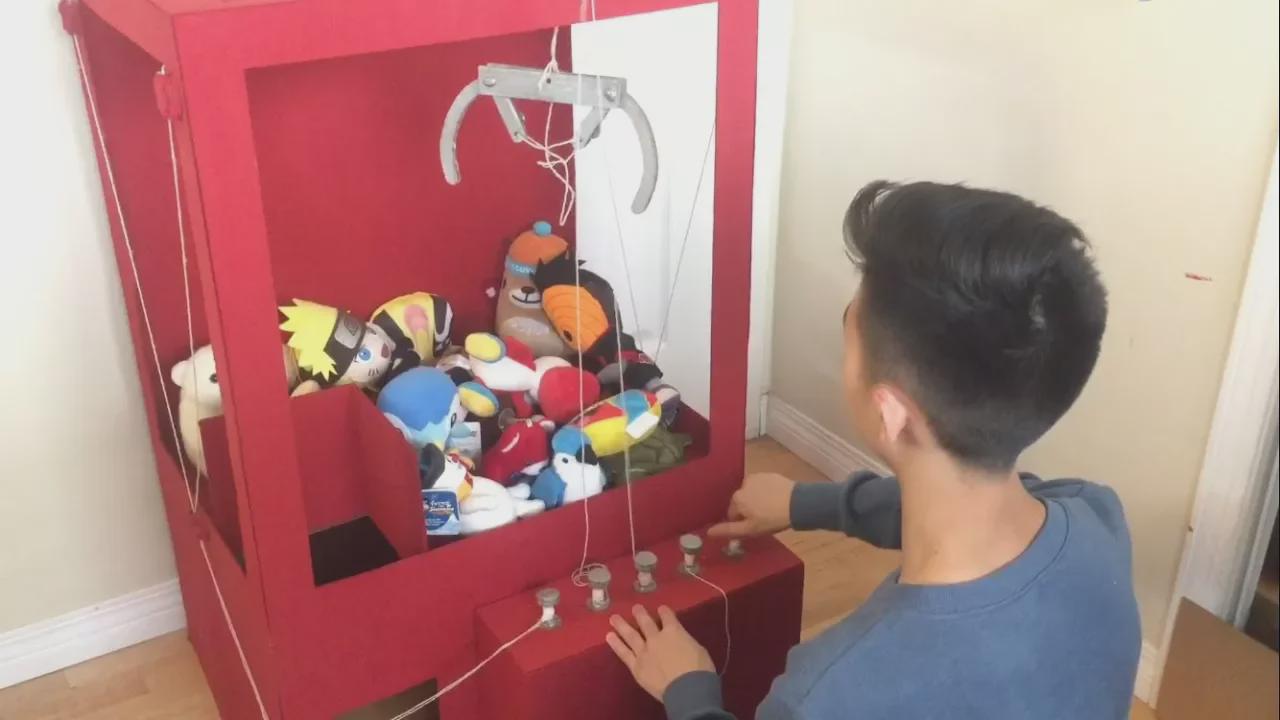 DIY cardboard claw machine