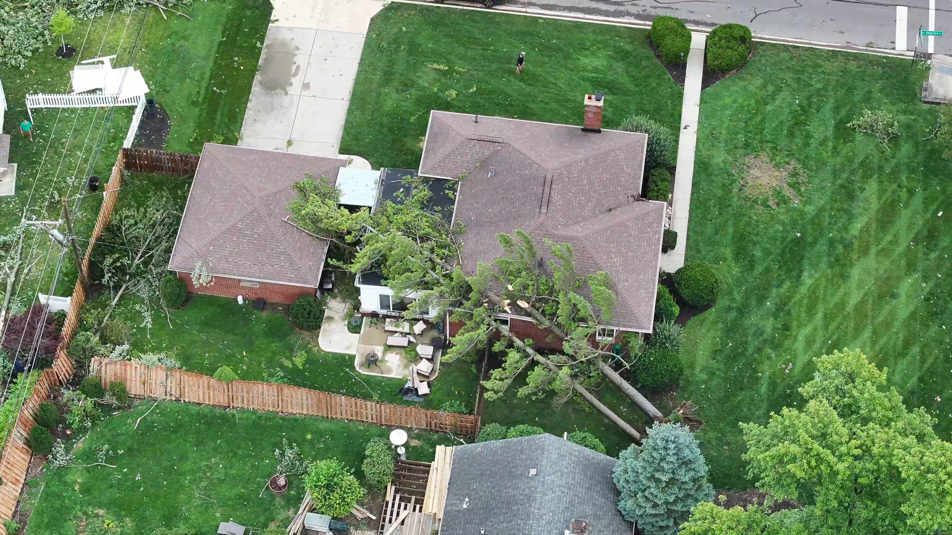 Drone video shows storm damage in Upper Arlington, Ohio