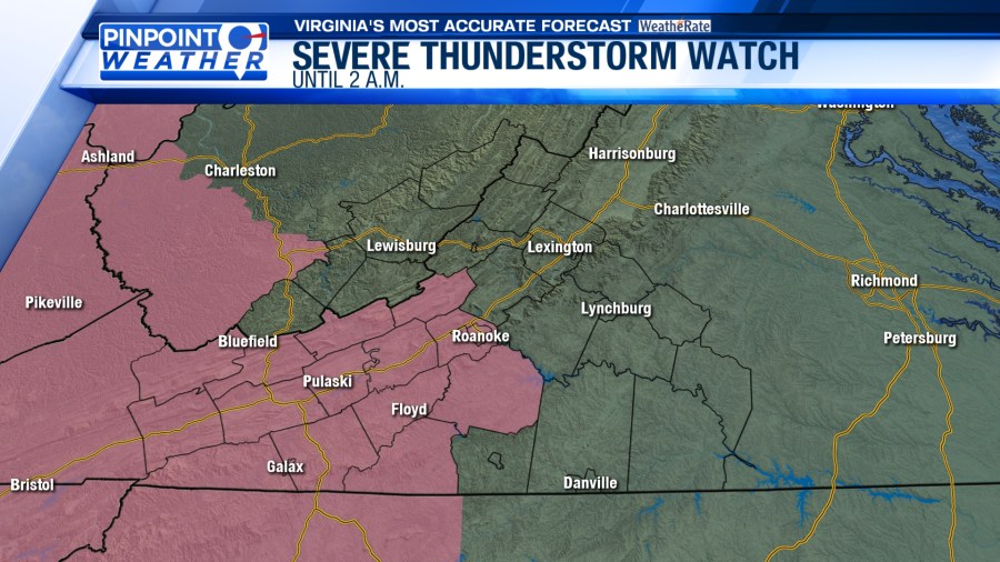Severe thunderstorm watch until 2 a.m.