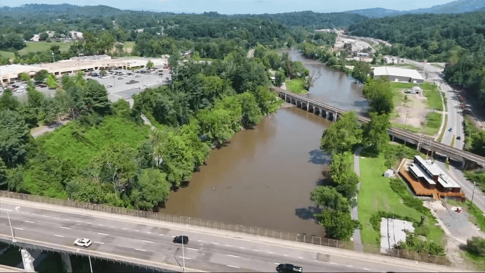 I-26 connector bridge construction will narrow French Broad River for tubers, kayakers