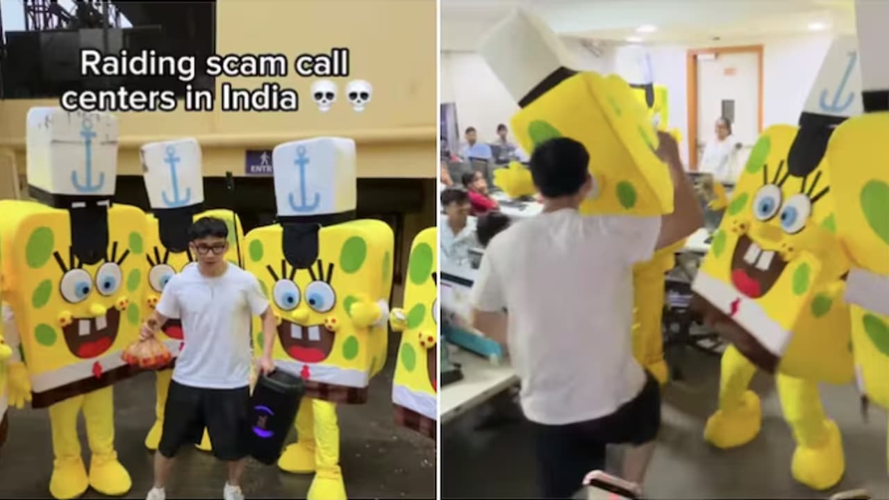 US YouTuber’s ‘Scam Call Centre Raid’ in India with dancing SpongeBobs ...