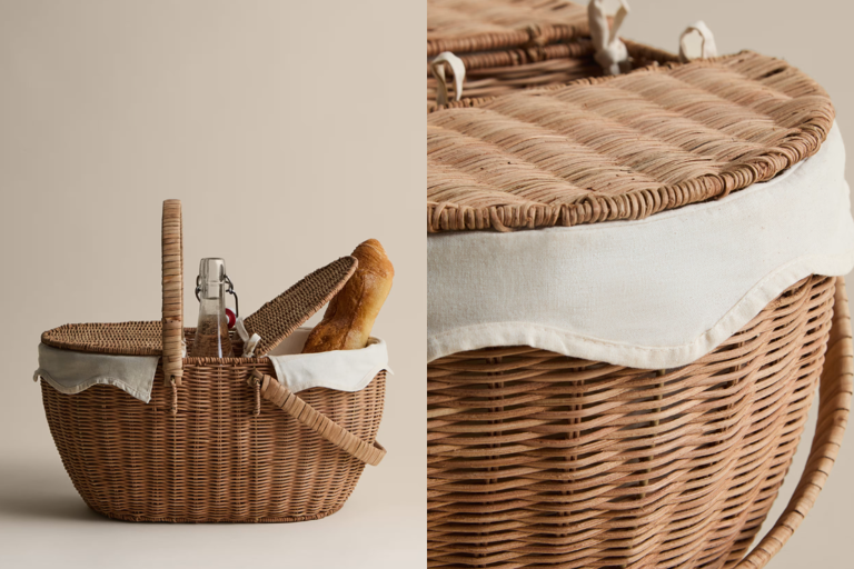 M&S has a gorgeous wicker picnic hamper with a clever wine holder for ...