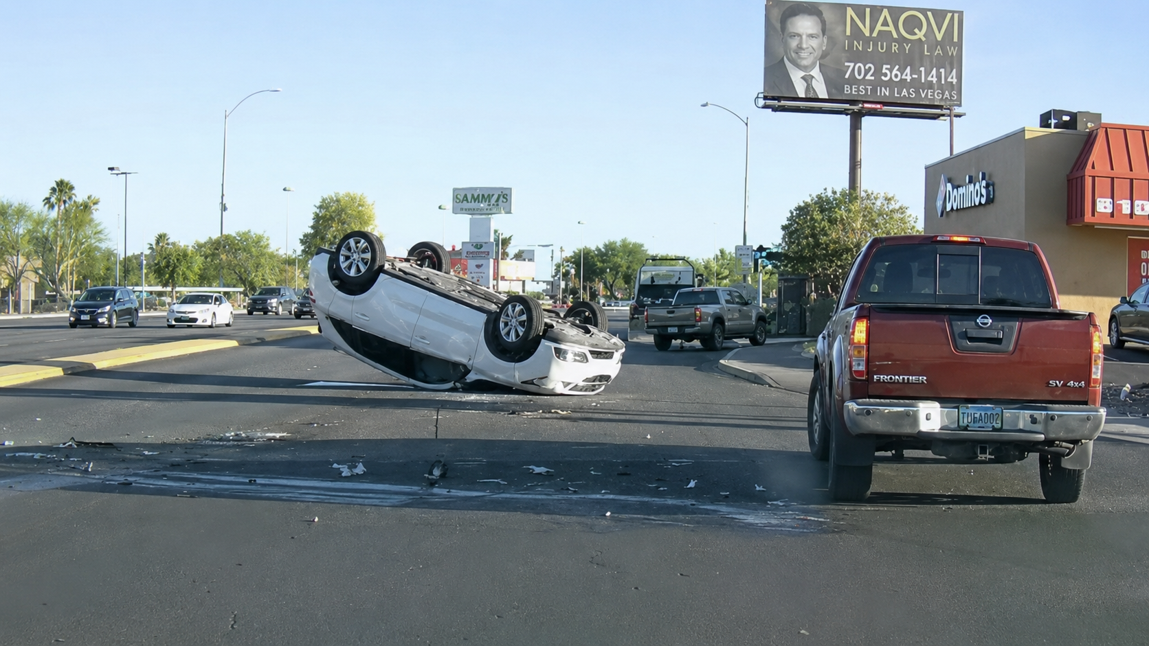 This Sudden Impact Left The Car Rolling And On It's Roof