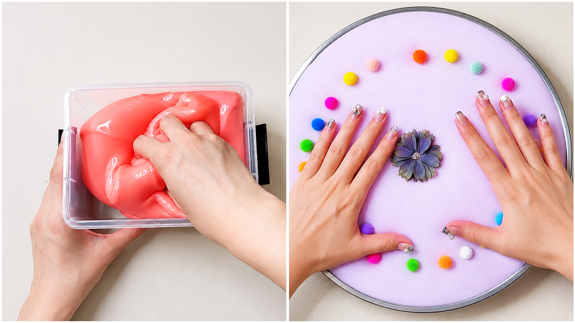 Soft slime pressing and colorful texture play