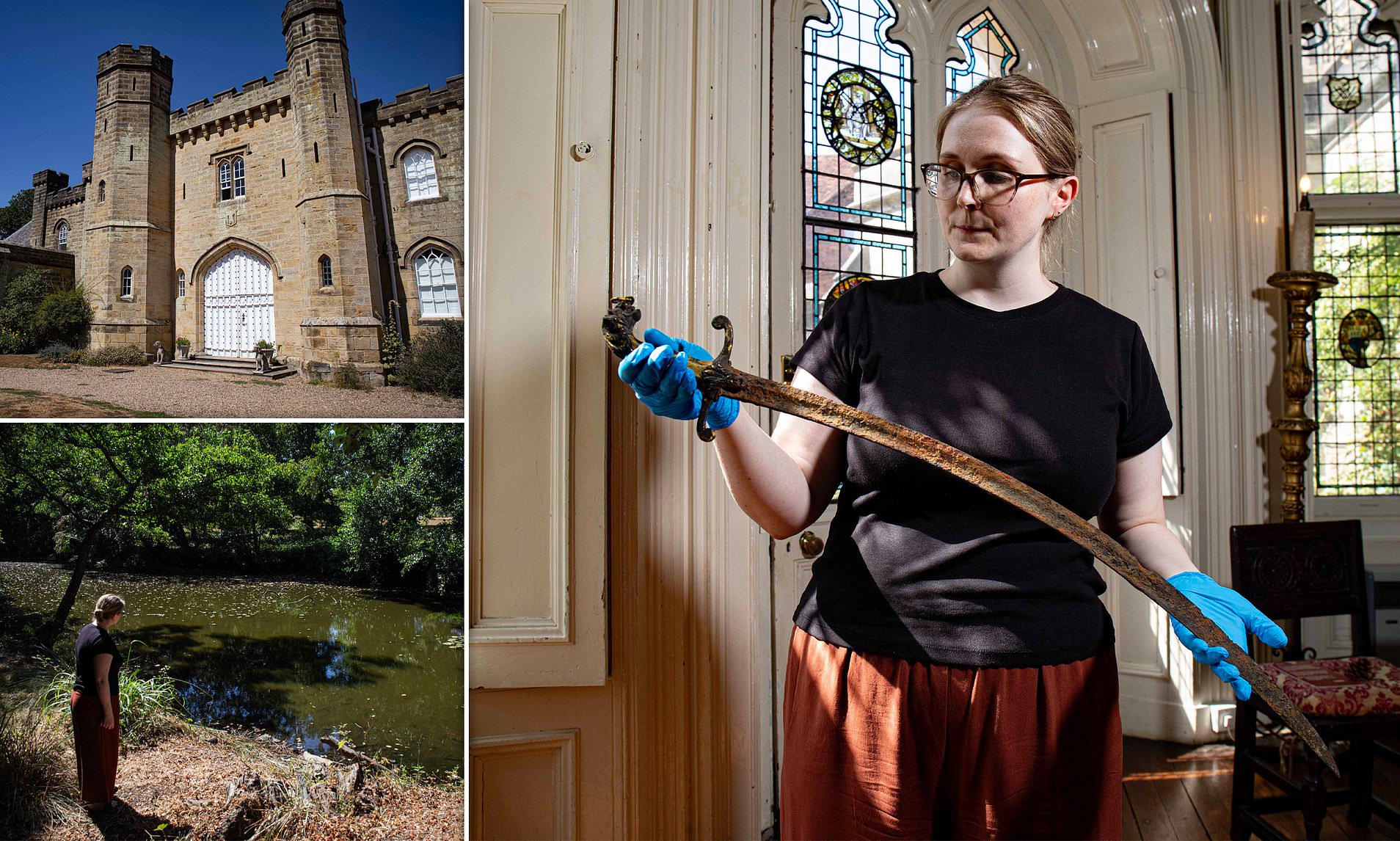 Kent's King Arthur? 200-year-old 'Excalibur' sword is found in castle lake after water levels drop