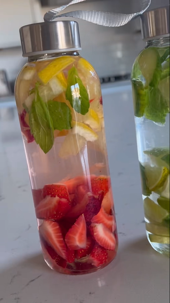 A refreshing drink with fresh fruit