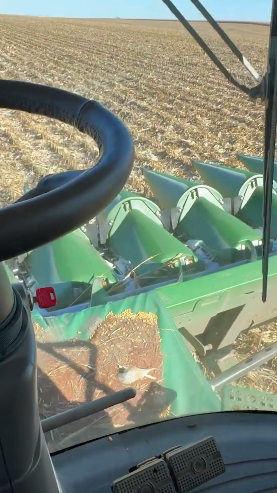Inside a combine harvester