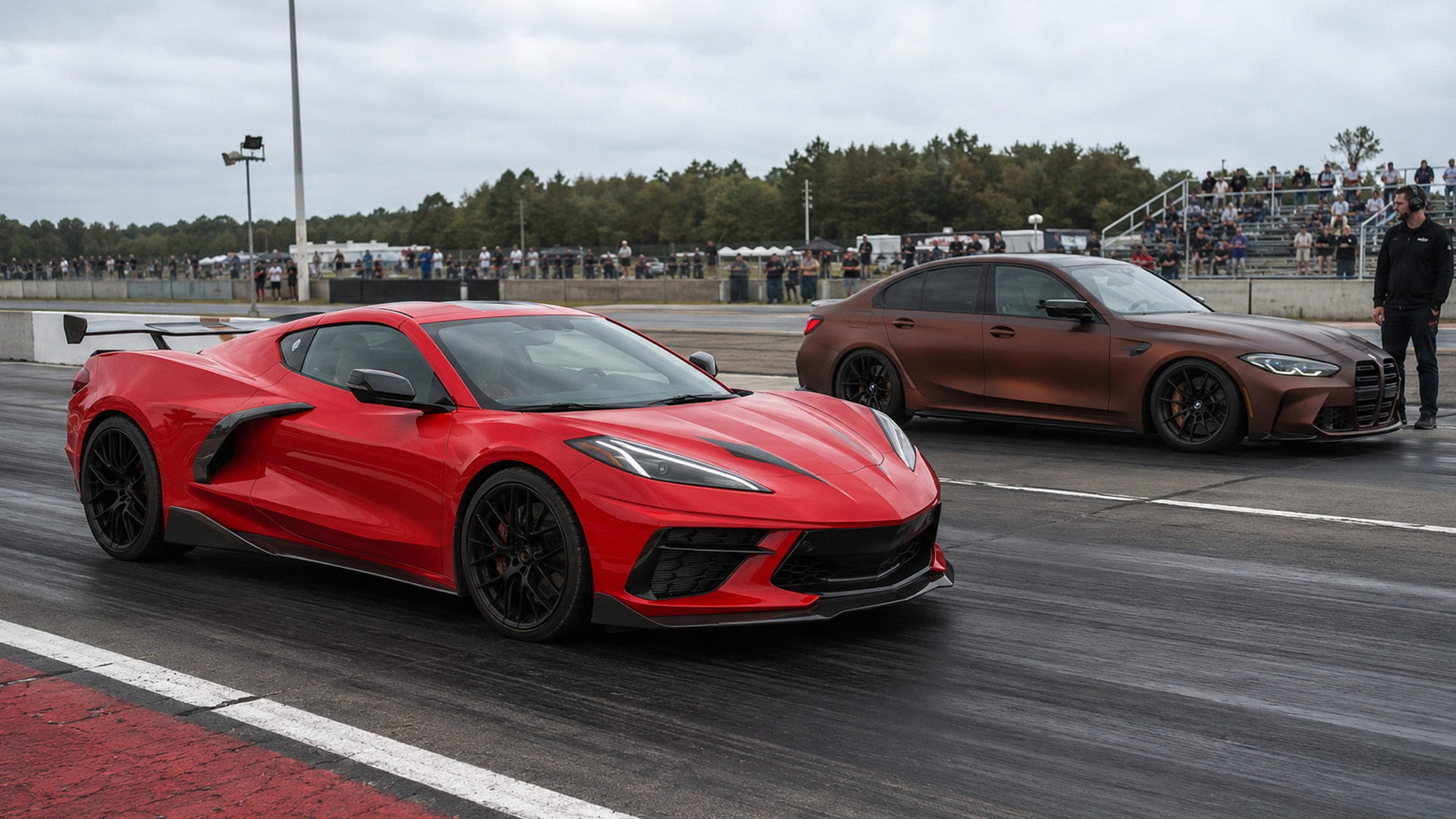 Modified performance cars meet on the drag strip