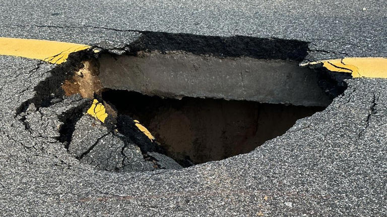 Underground culvert causes sinkhole closing part of west I-196