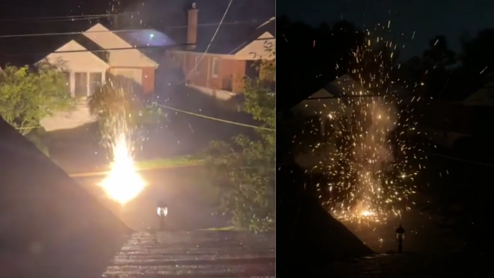 Video | Power line sparks, explodes on Oakley street after strong storms