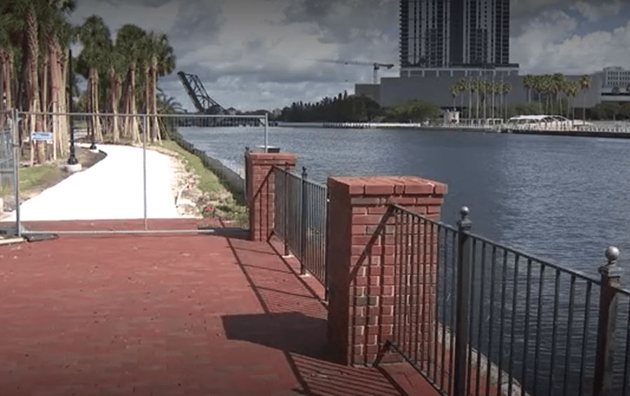 Section of West Riverwalk along University of Tampa campus nearing completion