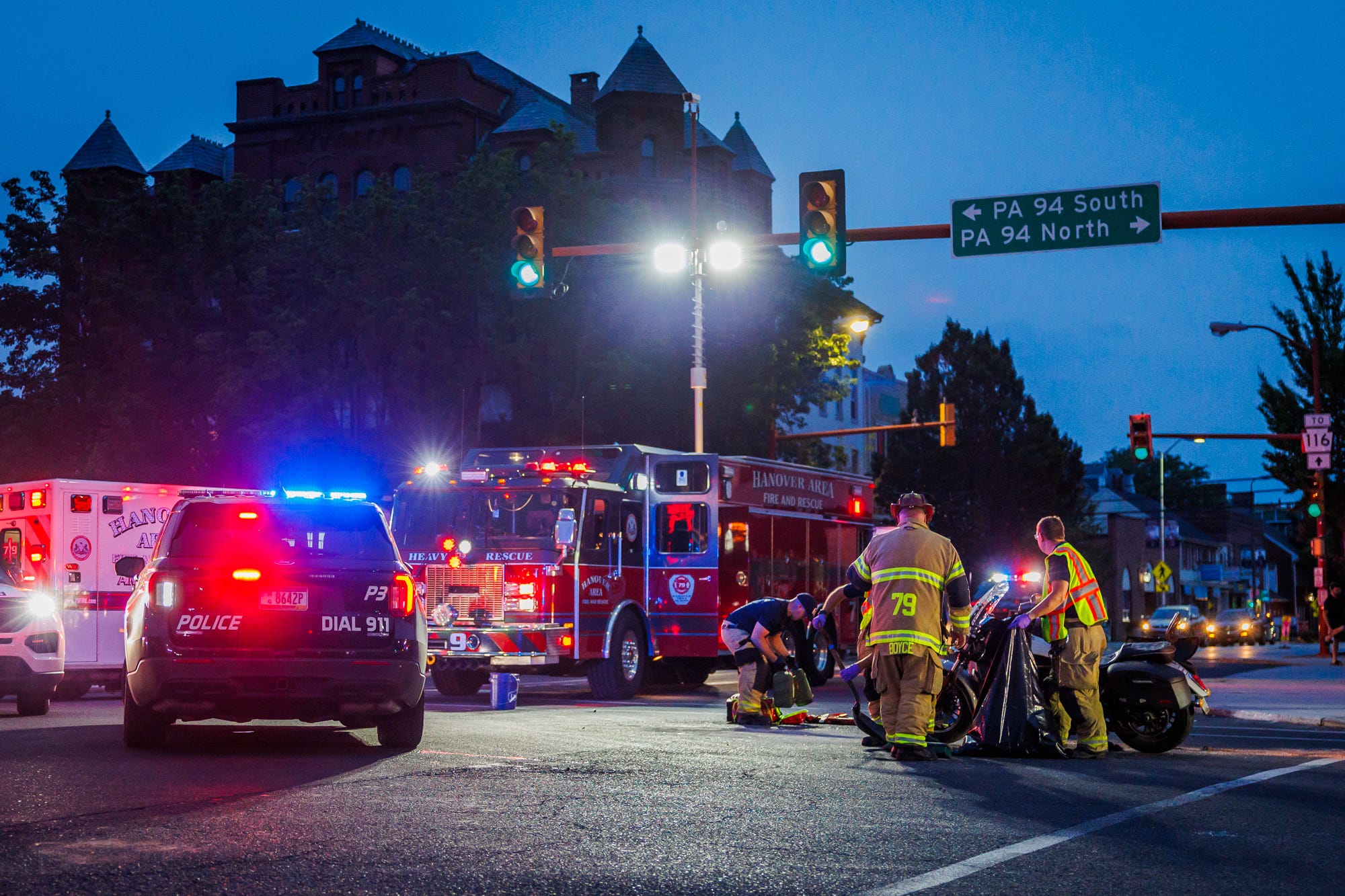 Two injured on motorcycle after collision with car in Hanover Square