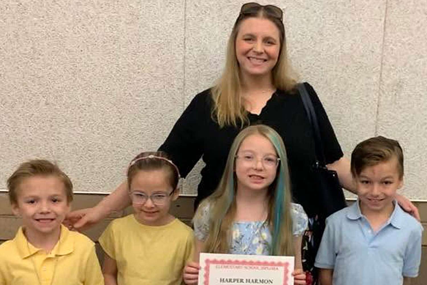 Sarah Myers with her four children. Myers and her mother, Amy Steadman (not pictured) are believed to have committed suicide before police found them. One of the children was fatally stabbed, and police believe the others were poisoned. Credit: Sarah Myers/Facebook