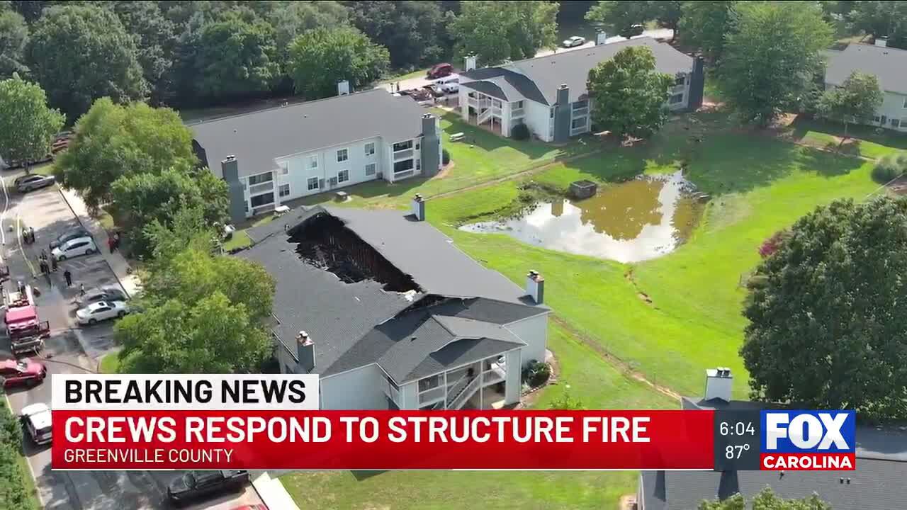 8 families displaced after fire collapses roof at Taylors apartment complex