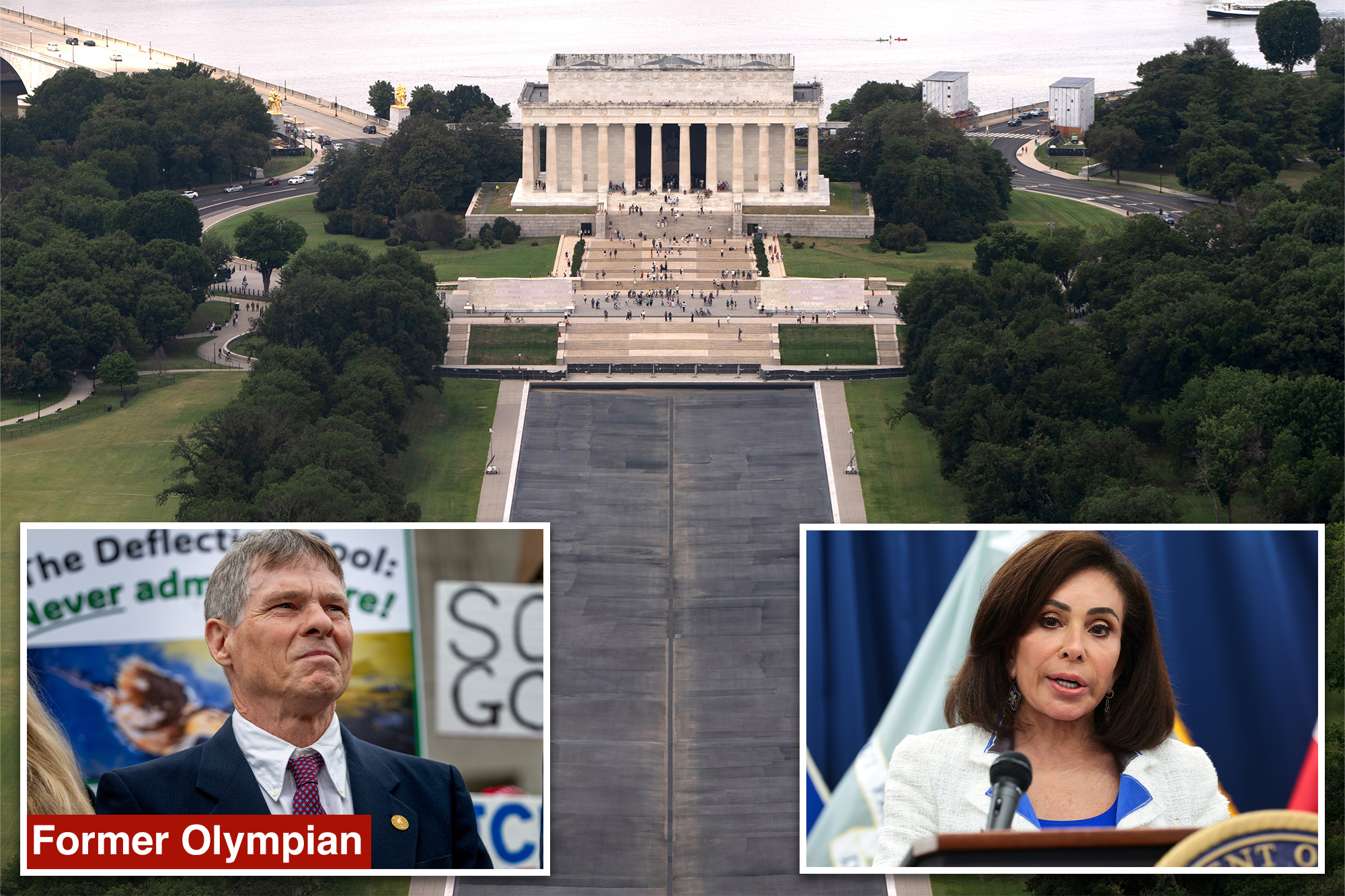 Jeanine Pirro drops Reflecting Pool vandalism case against Olympian David Hearn — blames Interior Dept for holding back 'flawed installation' info