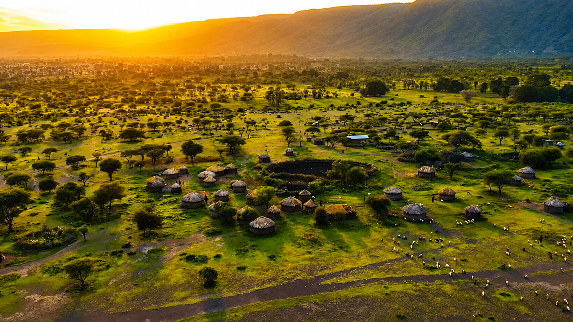 A traditional Maasai village in Kenya’s Great Rift Valley