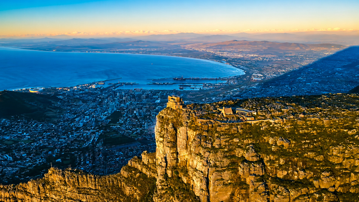 Cape Town from Table Mountain at golden hour