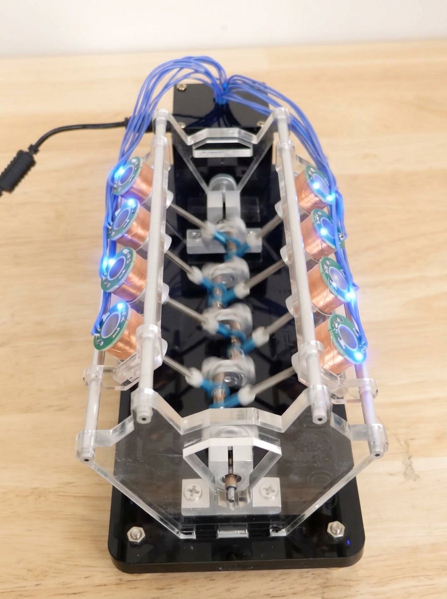 Let's review an electric V8 engine