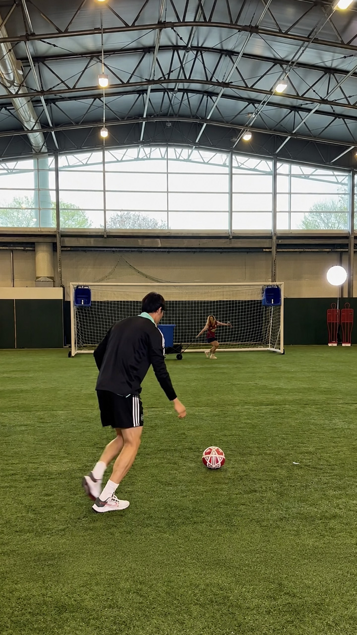 Close call as football target challenge takes unexpected turn