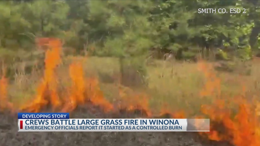 Crews respond to 10-acre fire in Smith County