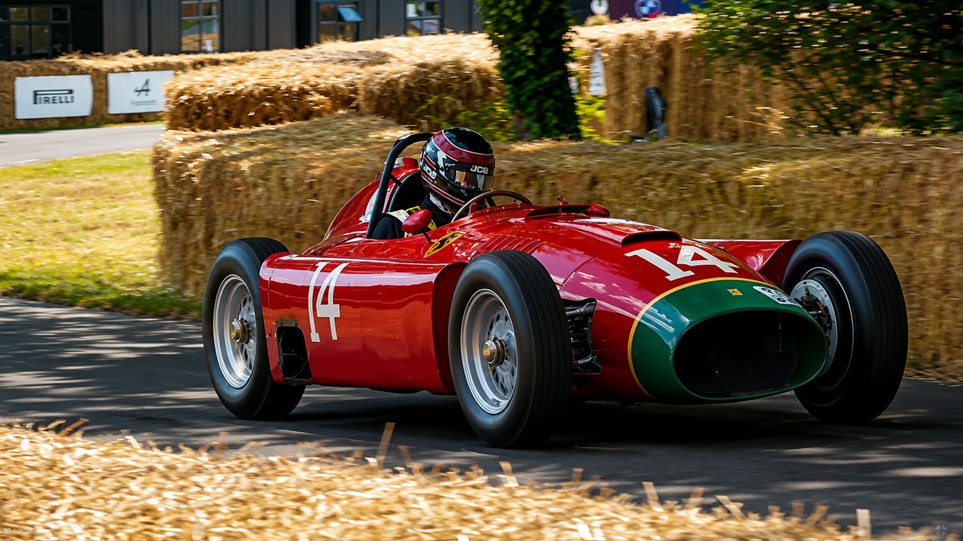 Ferrari Lancia D50A pushes its V8 engine at the Goodwood Hill Climb