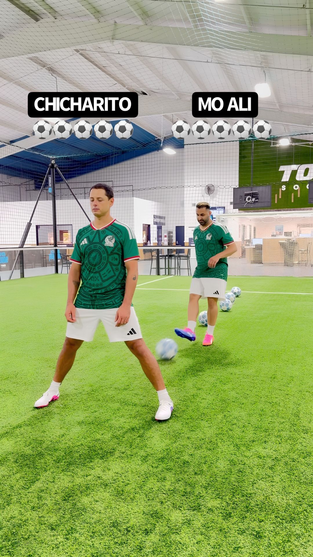 Football passing challenge tests Chicharito and Mo Ali’s control and ...