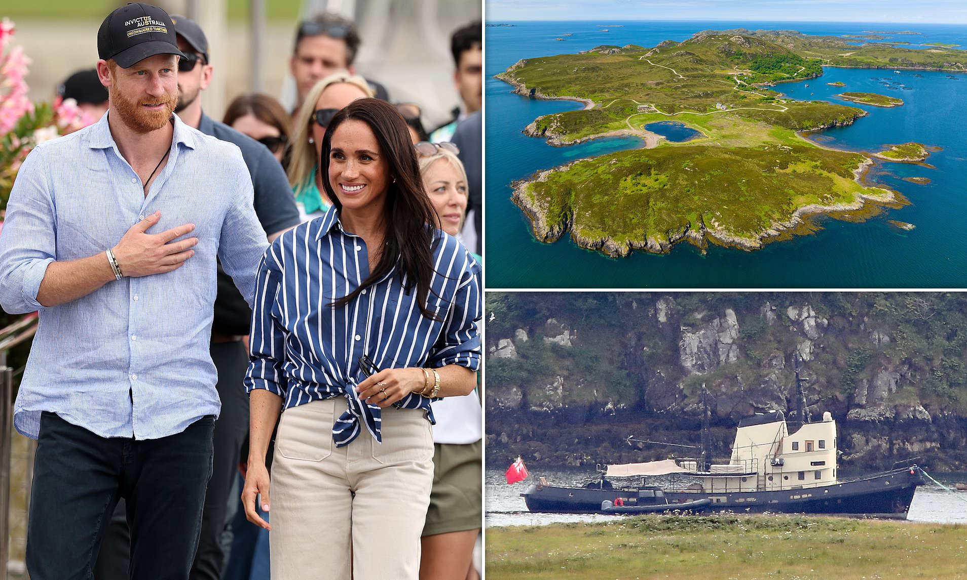Harry and Meghan take voyage on vintage steam boat around remote island that inspired The Wicker Man