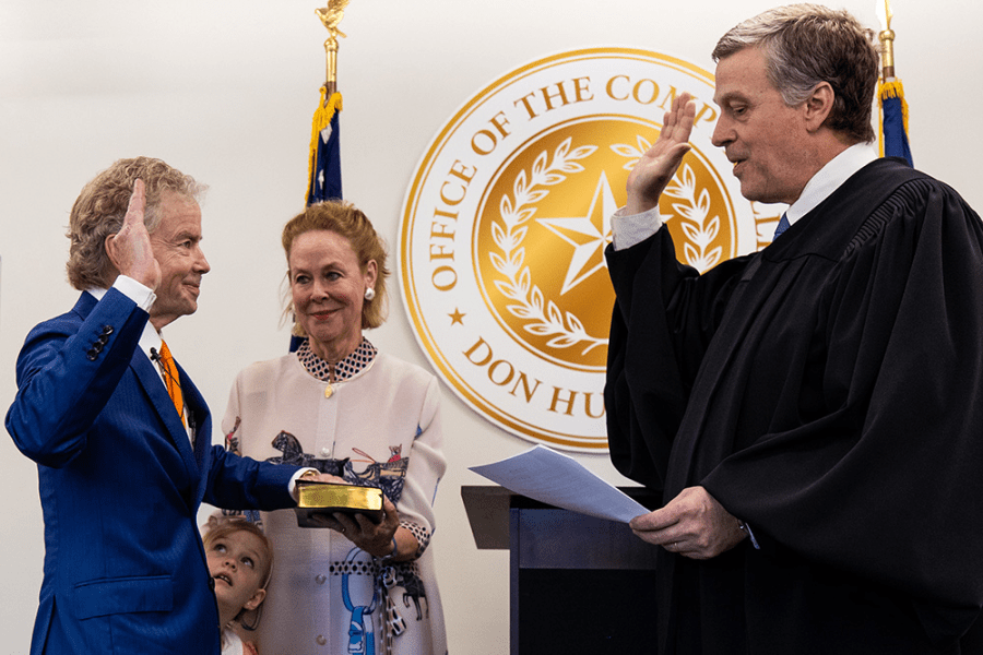 Don Huffines sworn in as Texas comptroller focused on property tax relief, rejects salary