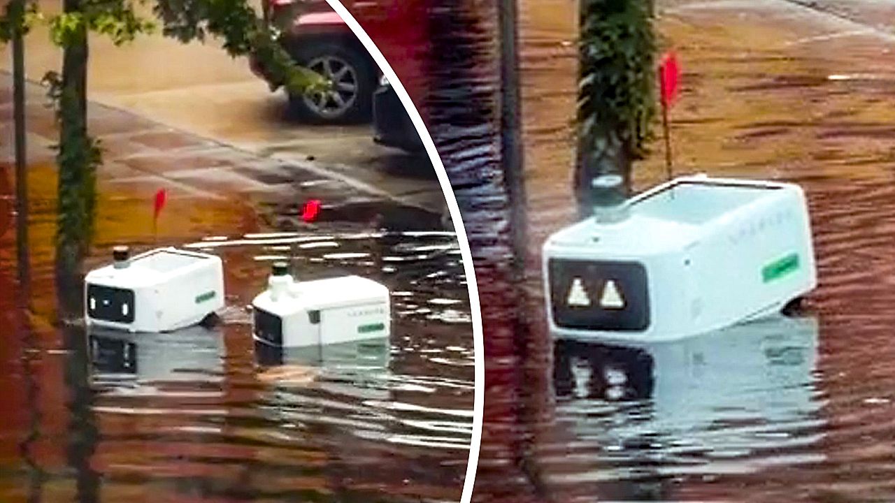 Two Uber Eats delivery robots got stranded in a flooded Jersey City ...