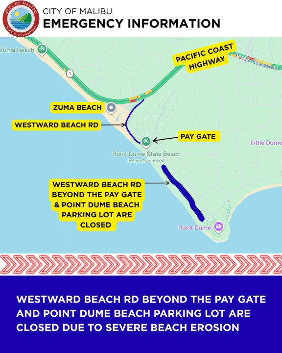 Road to Malibu beach closed due to 'severe' erosion