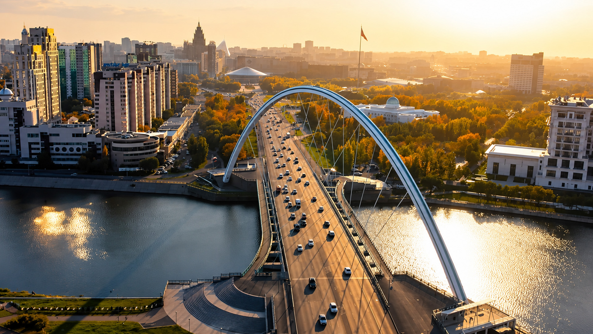 A modern capital rising across the river