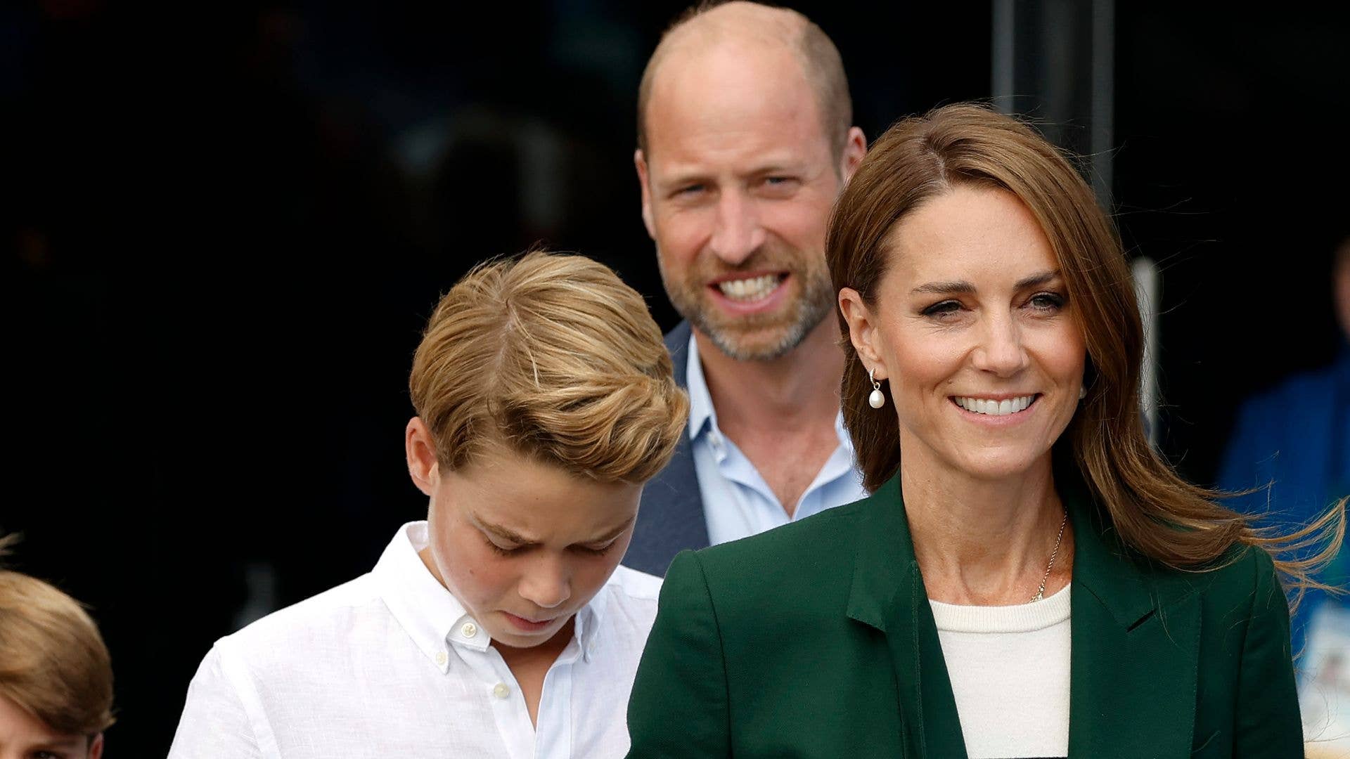 Prince William, Prince of Wales, Duke of Rothsay and Catherine, Princess of Wales, Duchess of Rothsay with Prince George, Princess Charlotte and Prince Louis arrive for the Glasgow 2026 Commonwealth Games