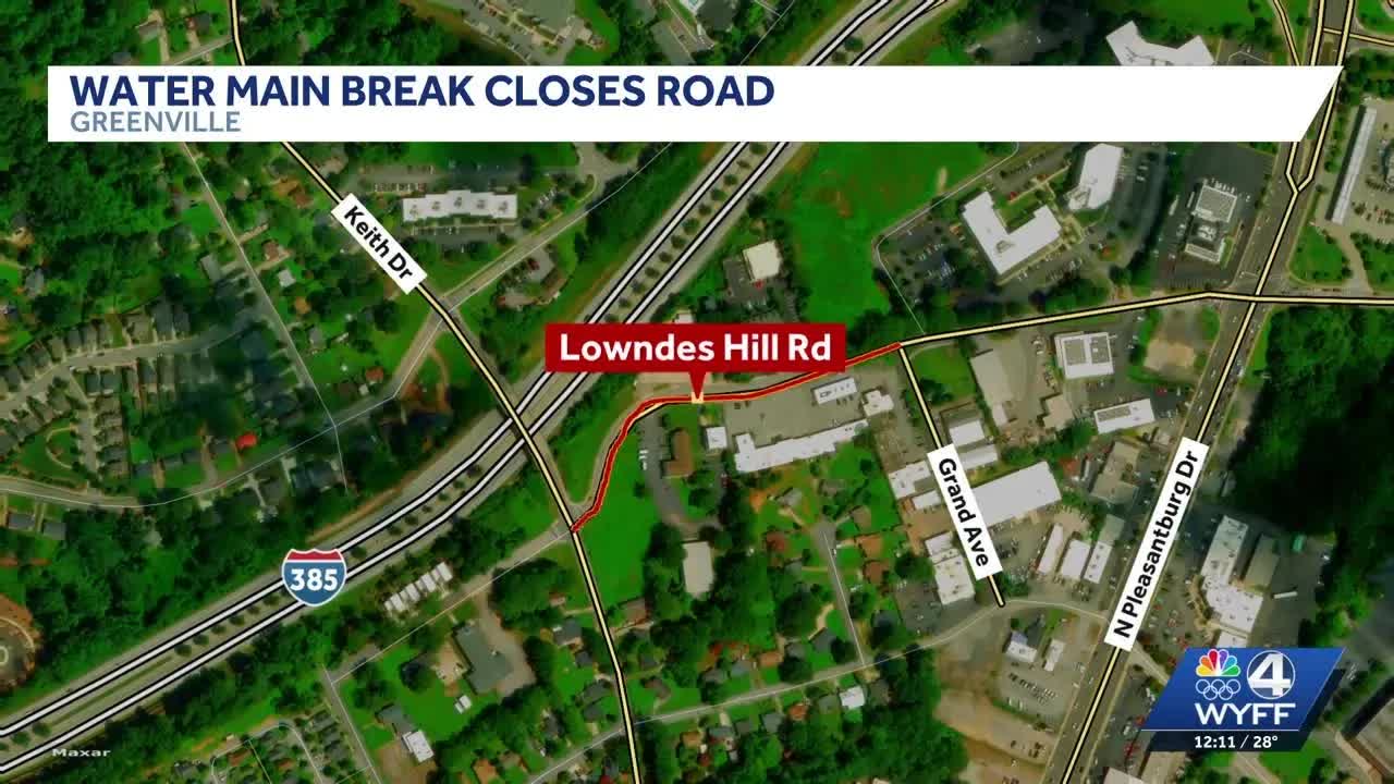 Water main break closes part of road in Greenville