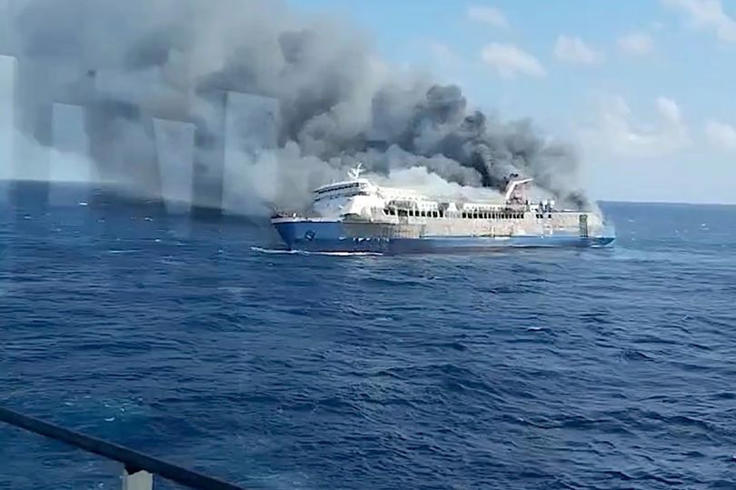 The ferry was carrying hundreds of people when it caught fire