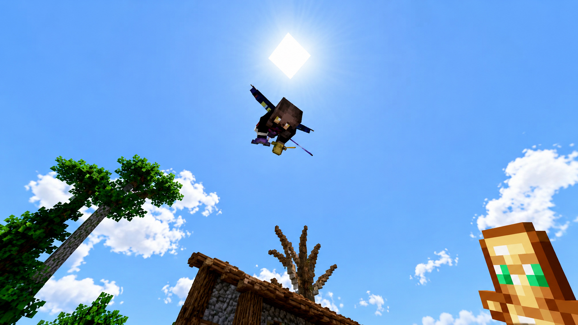 Practicing elytra mace mechanics in Minecraft player combat