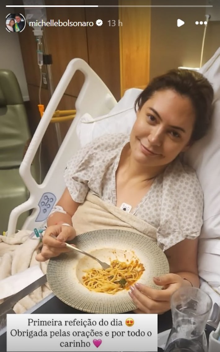 Ex-primeira-dama Michelle Bolsonaro fez um post em cama de hospital. Foto: Instagram/Reprodu&ccedil;&atilde;o