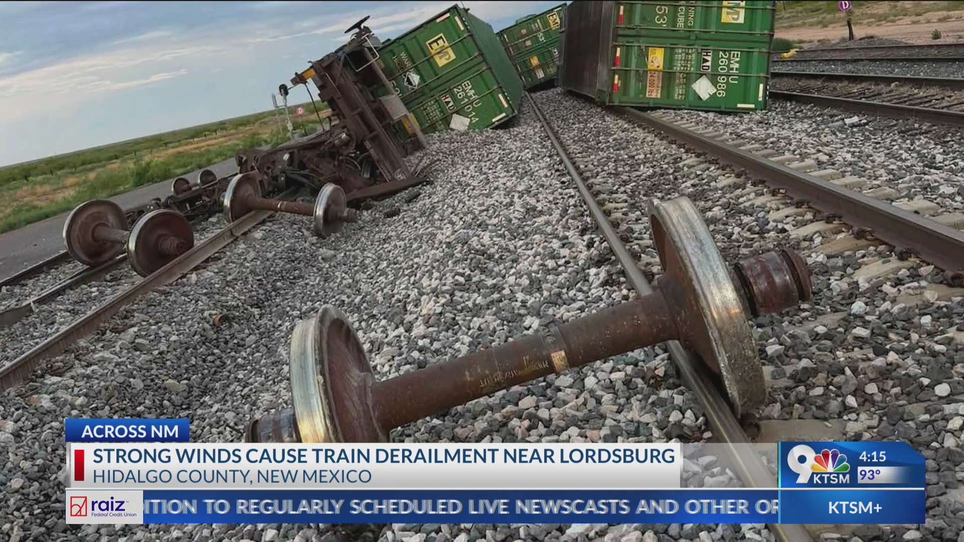 Wind blamed for large train derailment in NM