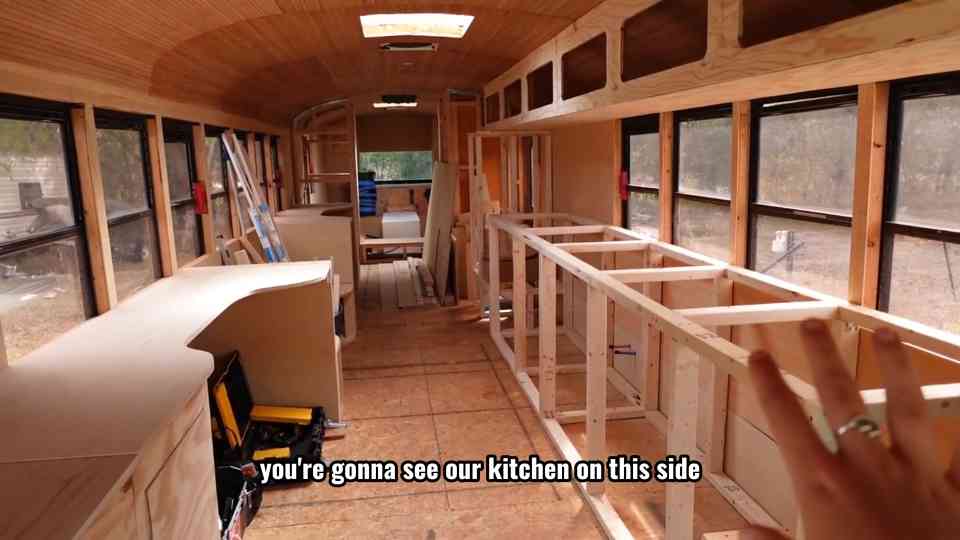 Skoolie conversion update! Major progress & DIY bus build tour 🚌🛠️