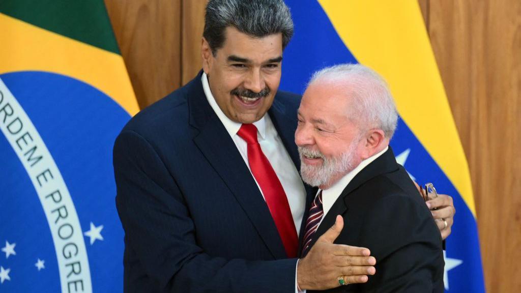 Nicolás Maduro e Lula em coletiva de imprensa no Palácio do Planalto, em Brasília, em 29 de maio de 2023