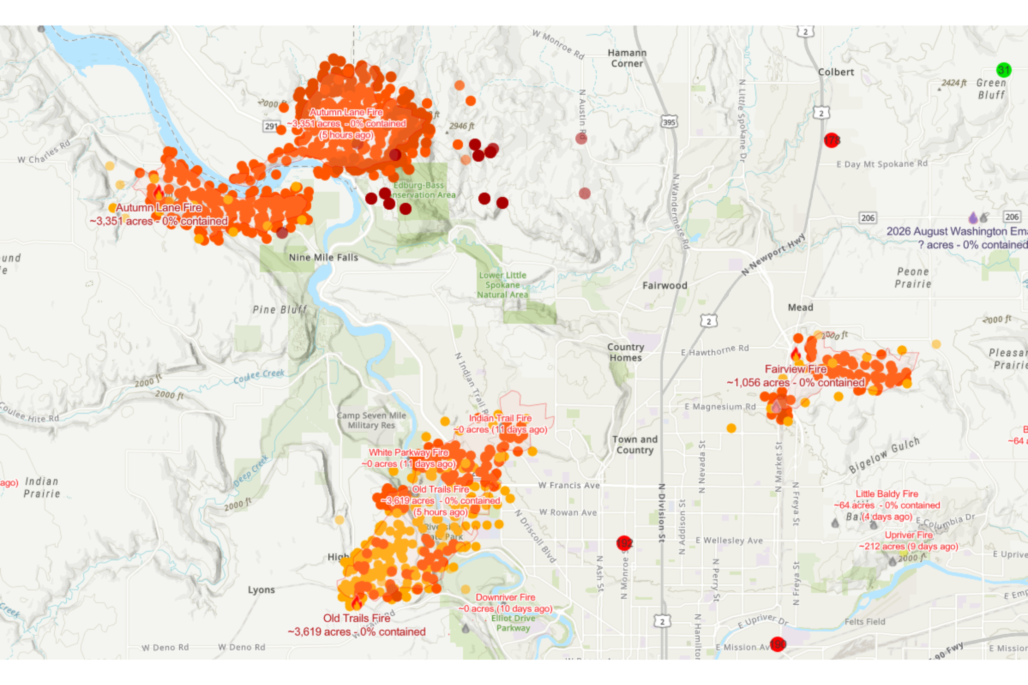 Map shows Spokane wildfires as Washington declares state of emergency