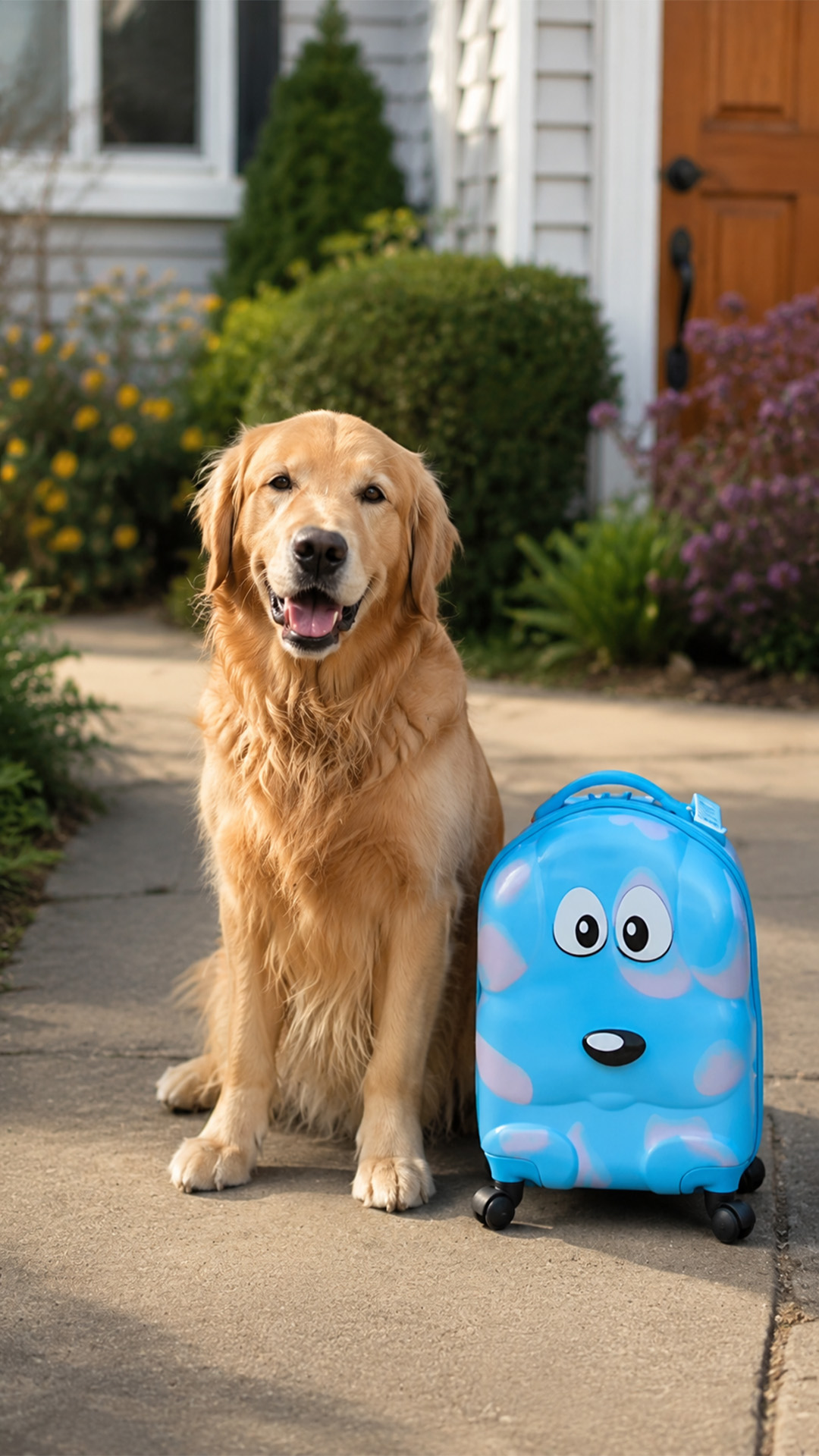 Golden retriever is leaving home