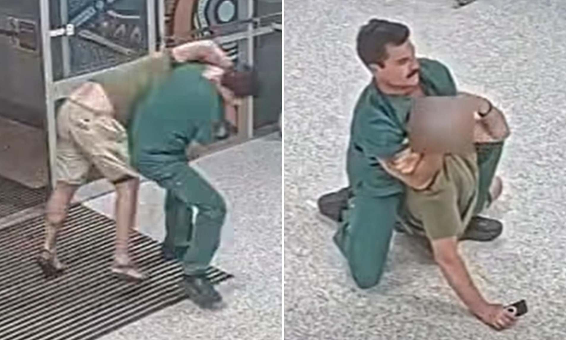 Moment jiu-jitsu obsessed nurse uses martial arts to take down violent patient at busy hospital
