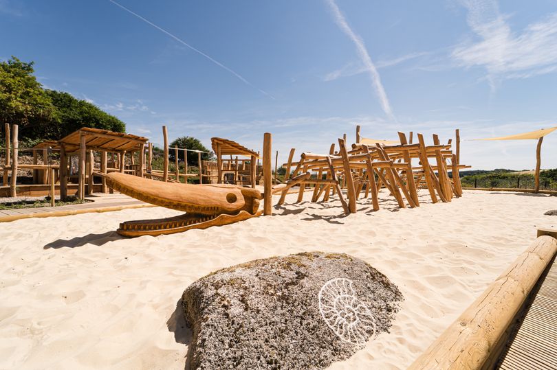 New chalk stream water playground opens in South Downs with waterfall and dinosaur sandpit