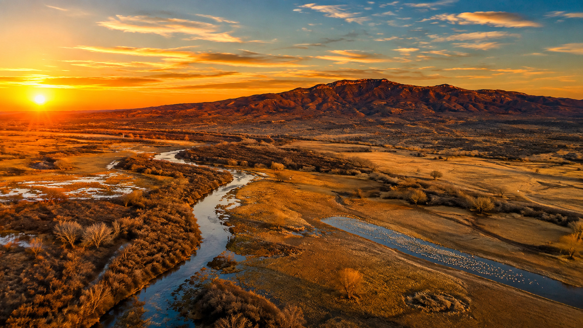 Bosque del Apache between mountains, rivers, and open plains